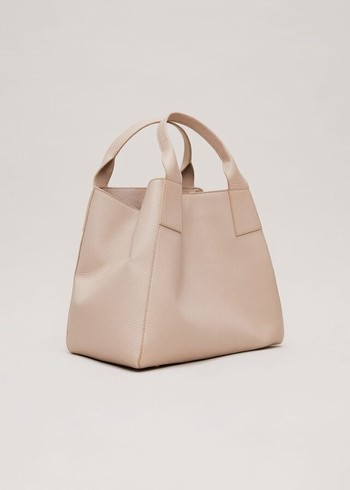 Phase Eight Large Leather Bags Cream Canada | YIFAHB-978